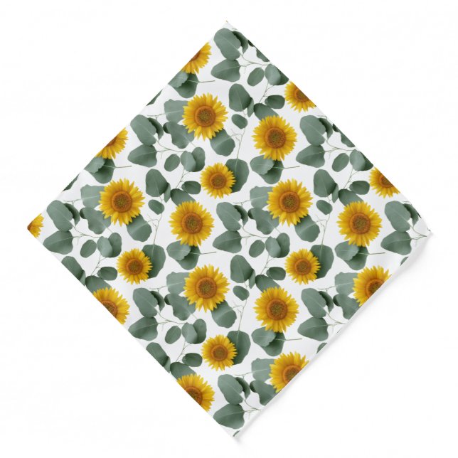 Sunflowers with Eucalyptus Leaves Pattern Bandana (Front)