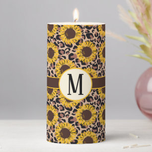 Sunflowers with Monogram Pillar Candle