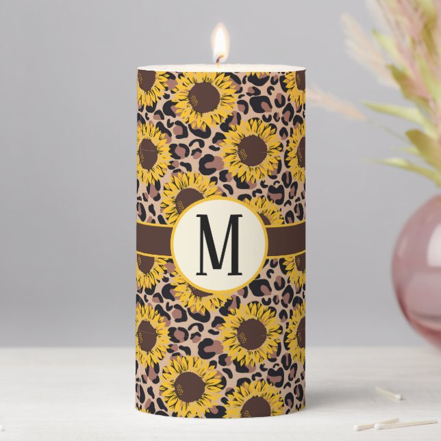 Sunflowers with Monogram Pillar Candle (In Situ)