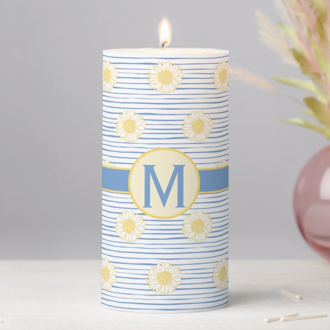 Sunflowers with Monogram Pillar Candle (In Situ)