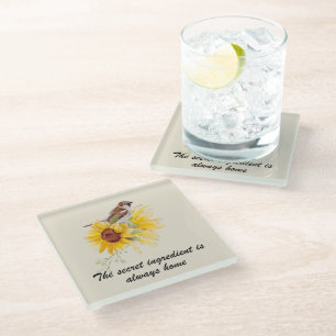 Sunflowers With Secret Ingredient Quote Coaster