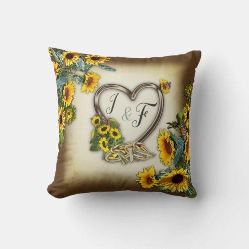 Sunflowers with the True Lovers Handfasting Gift Throw Pillow