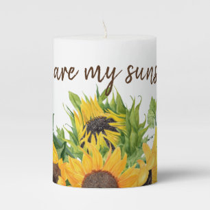 Sunflowers with You are my Sunshine Pillar Candle