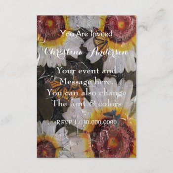 Sunflowers Woman Butterfly Grunge Invitation by TeensEyeCandy at Zazzle