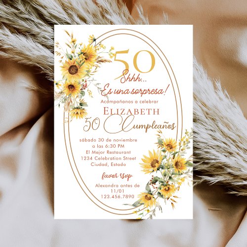 Sunflowers Women Spanish Surprise 50th Birthday