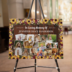 Sunflowers & Wood 18 Photo Collage Memorial Foam Board