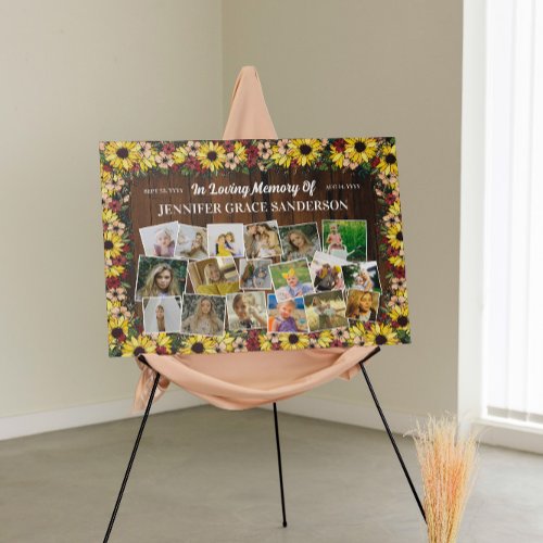 Sunflowers  Wood 18 Photo Collage Memorial Foam Board