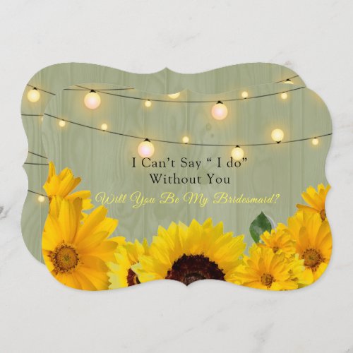 Sunflowers Wood Lights Will You Be My Bridesmaid Invitation