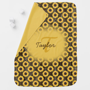 Sunflowers Wood Neutral Baby Shower Blanket
