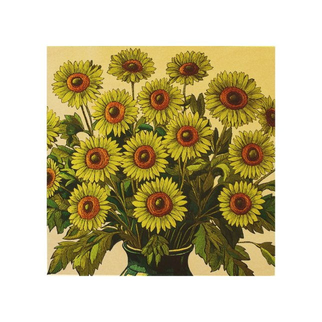 Sunflowers Wood Wall Art (Front)