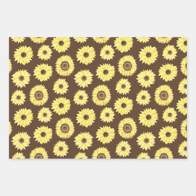 Sunflowers Wrapping Paper Flat Sheet Set of 3 (Front)
