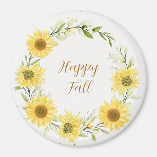 Sunflowers wreath with customizable text  magnet