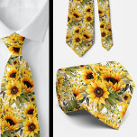 Sunflowers Yellow and White Floral Neck Tie<br><div class="desc">Moshiach Now! Elevate your formal wear with this exquisite watercolor sunflower pattern white floral faux silk neck tie. The intricate design and luxurious material make it the perfect accessory for any special occasion. Stand out from the crowd and add a touch of elegance to your outfit with this stunning piece....</div>