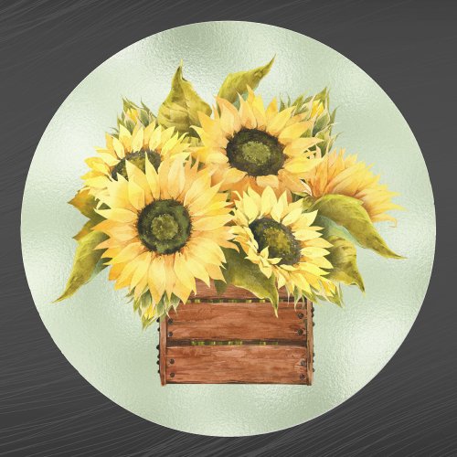 Sunflowers Yellow Box Watercolor Thanksgiving  Classic Round Sticker