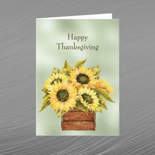 Sunflowers Yellow Box Watercolor Thanksgiving Holiday Card