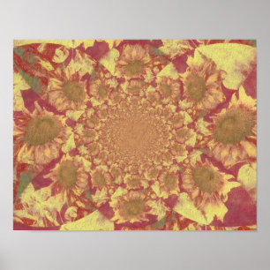 Sunflowers Yellow Decoupage Watercolor Floral Art Poster