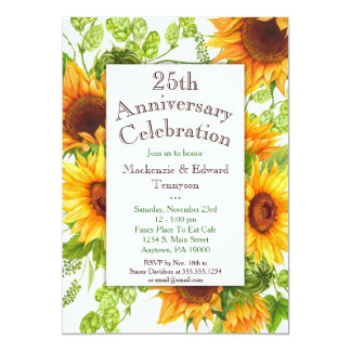 Sunflowers Yellow Floral Anniversary Invitation