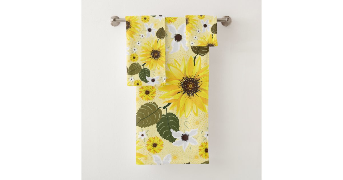 Sunflowers Yellow Floral Bath Towel Set Zazzle