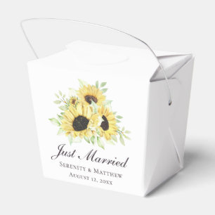 Sunflowers Yellow Floral Just Married Wedding Favor Boxes