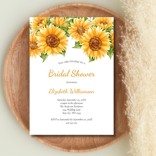 Sunflowers Yellow Floral Rustic Bridal Shower Invitation (Sunflowers Yellow Floral Bridal Shower invitation. Digital Instant download or printed.)