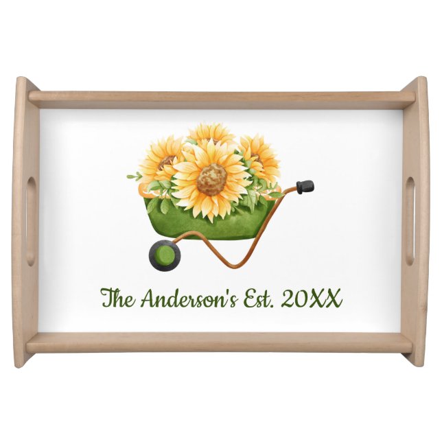 Sunflowers Yellow Floral Rustic Country Watercolor Serving Tray (Front)