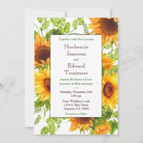 Sunflowers Yellow Floral Wedding Invitation