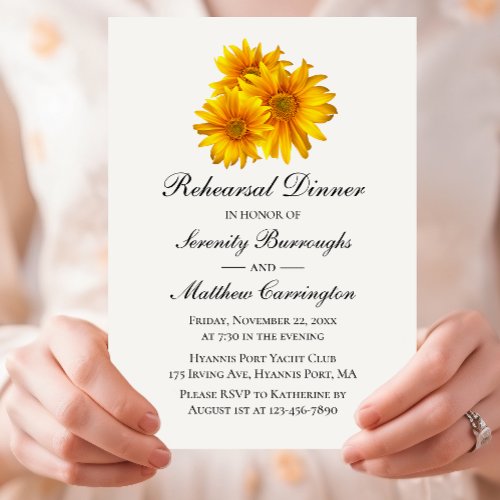 Sunflowers Yellow Floral Wedding Rehearsal Dinner Invitation