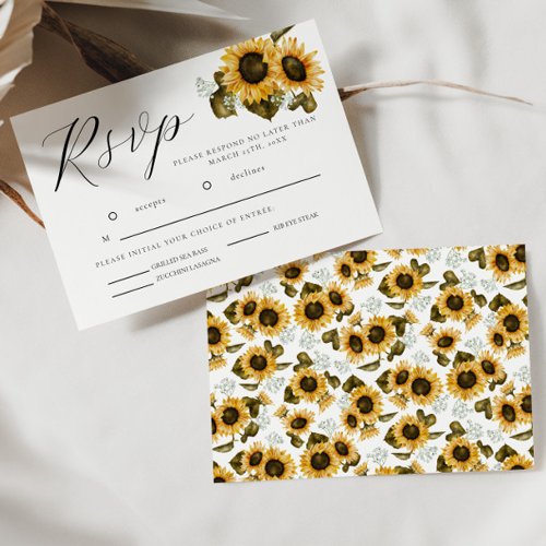 Sunflowers Yellow Floral Wedding RSVP Card
