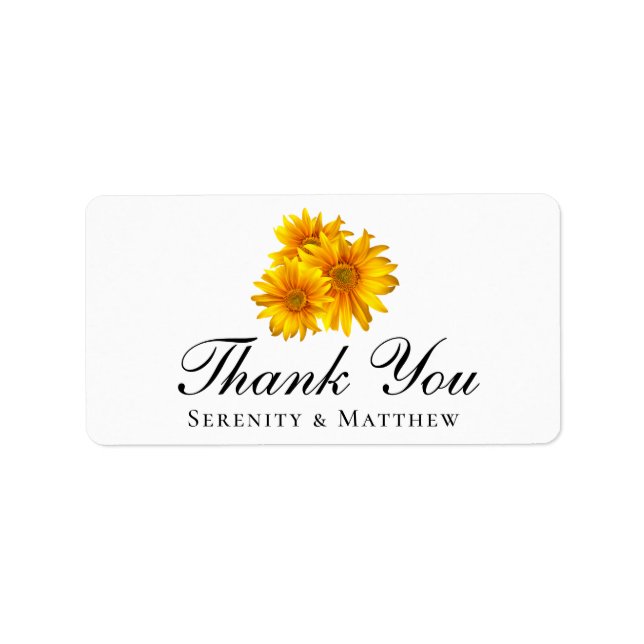Sunflowers Yellow Floral Wedding Thank You Sticker (Front)
