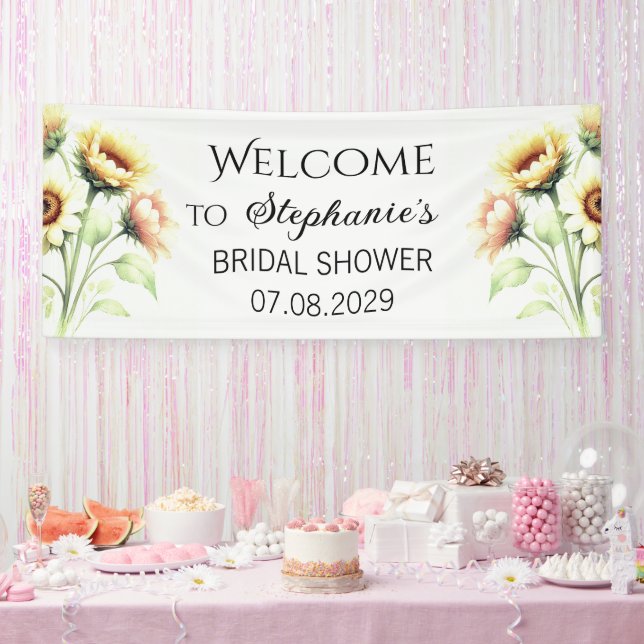 Sunflowers Yellow Flowers Rustic Bridal Shower Banner (Party)