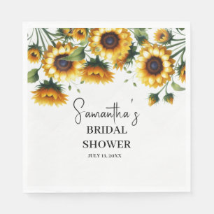 Sunflowers Yellow Flowers Rustic Bridal Shower Napkins
