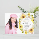 Sunflowers yellow gold floral Quinceanera photo Invitation (Standing Front)