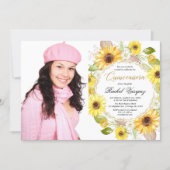 Sunflowers yellow gold floral Quinceanera photo Invitation (Front)