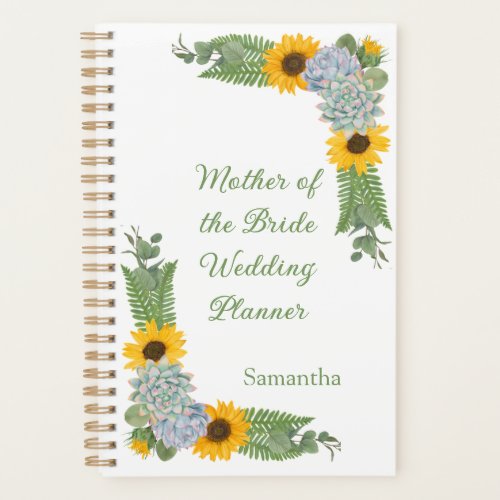 Sunflowers Yellow Mother of Bride Wedding  Planner
