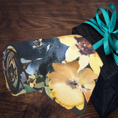 Sunflowers Yellow Navy Blue Flower Floral Neck Tie