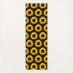 Sunflowers Yellow Orange Black Floral Yoga Mat