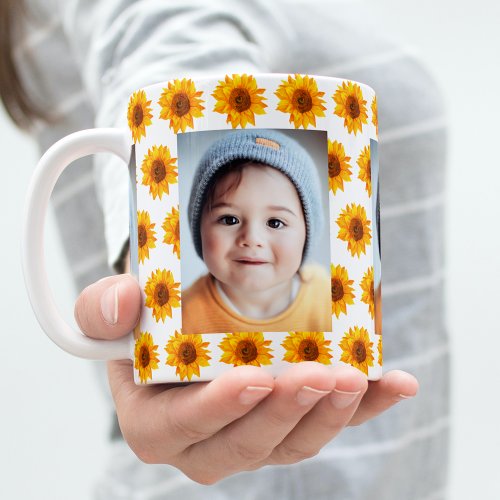 Sunflowers yellow photo child coffee mug