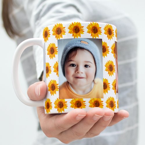 Sunflowers yellow photo children coffee mug