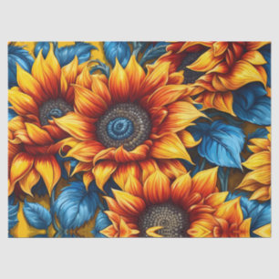 Sunflowers yellow red and Blue Tissue Paper