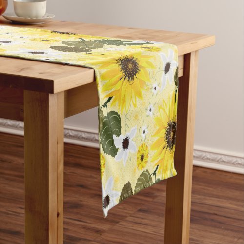 Sunflowers Yellow Tropical Floral Short Table Runner