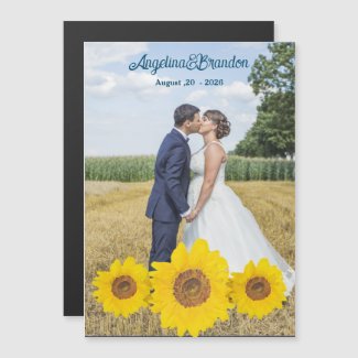 sunflowers -your wedding photo  magnetic card