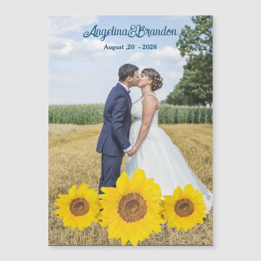 sunflowers -your wedding photo magnetic card (Front)