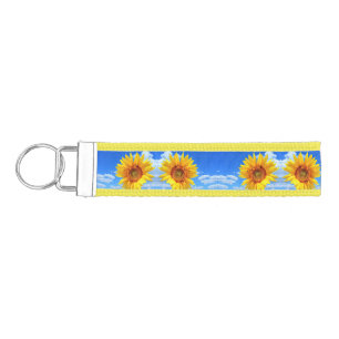 Sunflowesr and Bees Wrist Keychain