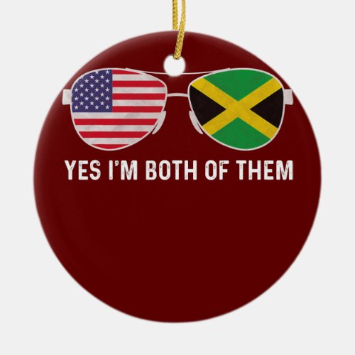 Sunglass Design Jamaican American Flag Patriotic Ceramic Ornament