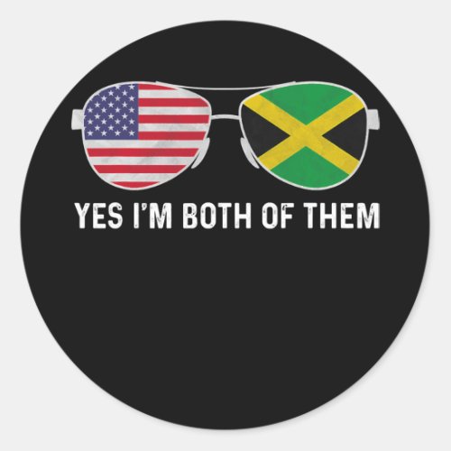 Sunglass Design Jamaican American Flag Patriotic Classic Round Sticker