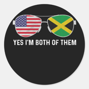 Sunglass Design Jamaican American Flag Patriotic Classic Round Sticker