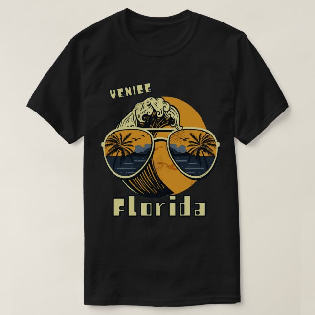 Sunglass Florida Venice Palm trees Beach Ocean  T-Shirt (Design Front)