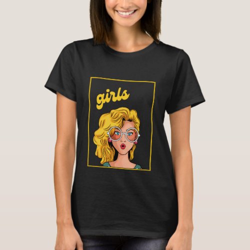 Sunglass Girl Art Design T_shirt