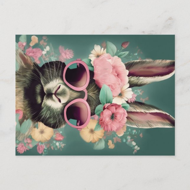 Sunglass Spring Elegance with She Bunny Postcard (Front)