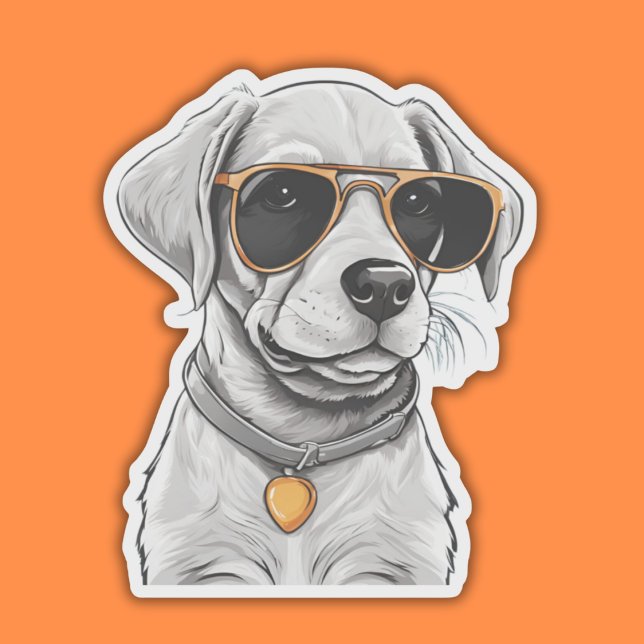 Sunglass Wearing Dog Waterproof Sticker (Creator Uploaded)